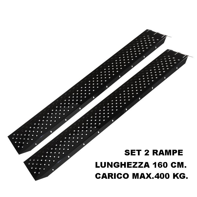 Set 2 rampe di carico in acciaio da 160 cm. colore nero
