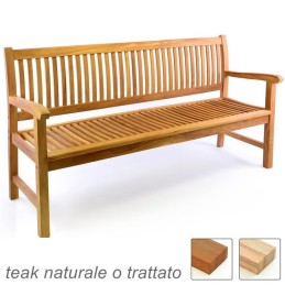 Panca da esterno e giardino in legno di teak 3 posti - 180 cm.