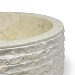 Lavabo da appoggio in marmo bianco rotondo per bagno