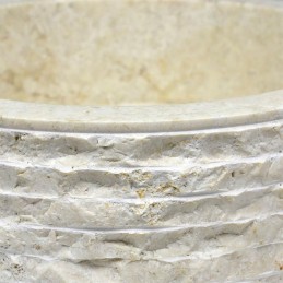 Lavabo da appoggio in marmo naturale bianco e crema