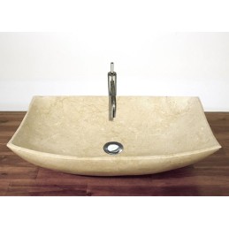 Lavabo da appoggio in marmo crema rettangolare per bagno