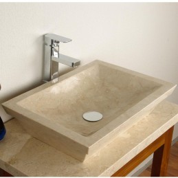 Lavabo da appoggio in marmo rettangolare per bagno