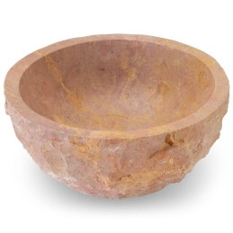 Lavandino da appoggio in marmo rosato a tazza per bagno
