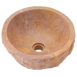 Lavabo da appoggio in marmo rosato a tazza per bagno