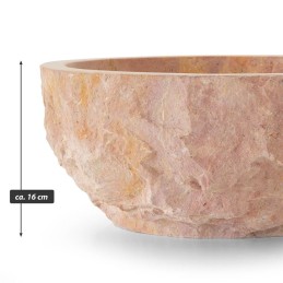 Lavabo da appoggio in marmo naturale rosato fatto a mano