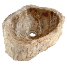 Lavabo artigianale in legno pietrificato per bagno