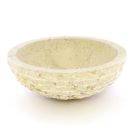 Lavabo da appoggio in marmo grezzo crema per bagno