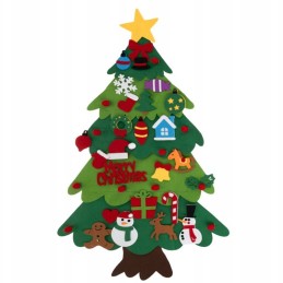 Albero di Natale in feltro per bambini con decorazioni e luci led