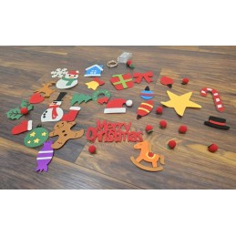 Albero di Natale in feltro per bambini con decorazioni e luci led