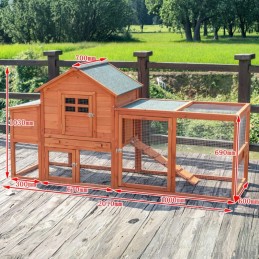 Pollaio in legno da giardino con casetta, nido e recinto