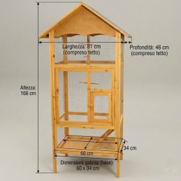 Voliera da esterno in legno rettangolare a sviluppo verticale
