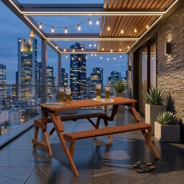 Panca in legno trasformabile in tavolo per balcone, terrazzo e giardino
