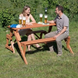 Panca in legno convertibile in tavolo e panche per esterno e giardino