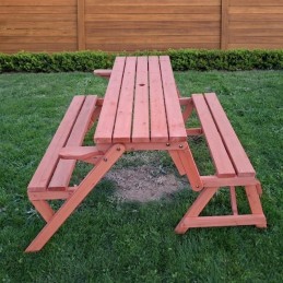 Tavolo pic nic in legno trasformabile in panchina per esterno e giardino