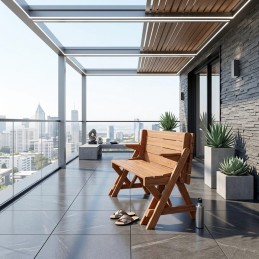 Panchina in legno trasformabile in tavolo per balcone, terrazzo e giardino