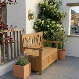 Panca contenitore da esterno in legno per balcone e terrazzo