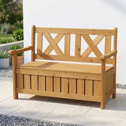 Panchina contenitore da esterno in legno a cassapanca per balcone e giardino