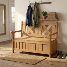 Panca in legno di pino con contenitore porta oggetti da interno o esterno