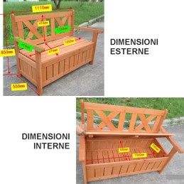 Dimensioni panchina contenitore da esterno in legno