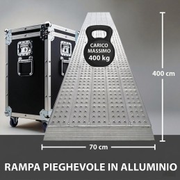Rampa in alluminio lunga 4 metri e larga 70 cm. con portata 400 kg.