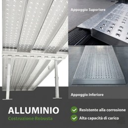 Rampa pieghevole in alluminio da 4 metri con piedini di supporto