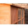 Conigliera da esterno in legno con recinto angolare