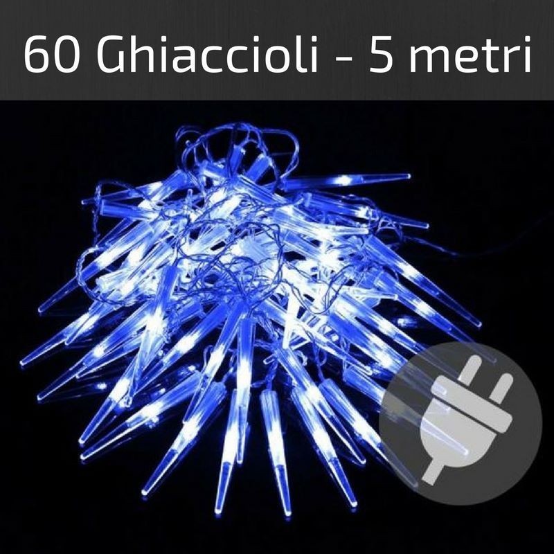 Luci di Natale da esterno: 60 ghiaccioli Led blu