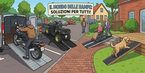 Rampe di carico in alluminio per moto, quad e veicoli a 4 ruote, per cani e per disabili